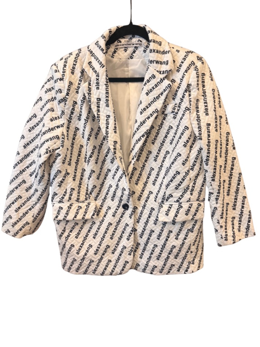 RARE Alexander Wang Men’s Small Logo Quilted Blazer Jacket White/Black